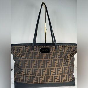 Fendi Zucca Vitello Elite Medium Roll Tote